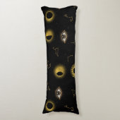 ブラック金ゴールドシアルサン&ムーン〔占星術の〕十二宮図アイ ボディピロー (正面縦)