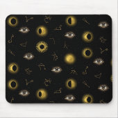 ブラック金ゴールドシアルサン&ムーン〔占星術の〕十二宮図アイ マウスパッド (正面)