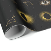 ブラック金ゴールドシアルサン&ムーン〔占星術の〕十二宮図アイ ラッピングペーパー (ロールコーナー)
