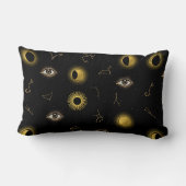 ブラック金ゴールドシアルサン&ムーン〔占星術の〕十二宮図アイ ランバークッション (裏面)