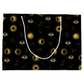 ブラック金ゴールドシアルサン&ムーン〔占星術の〕十二宮図アイ ラージペーパーバッグ (裏面)