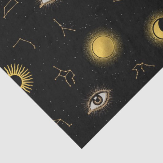 ブラック金ゴールドシアルサン&ムーン〔占星術の〕十二宮図アイ 薄葉紙 (詳細)