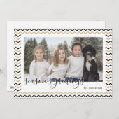 ブラック金ゴールドシェブロン写真シーズンのグリーティングカード シーズンカード (正面/裏面)