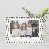 ブラック金ゴールドシェブロン写真シーズンのグリーティングカード シーズンカード (スタンド正面)