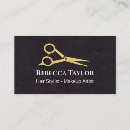 ブラック金ゴールドシザモダンー美容師-化粧 名刺