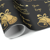 ブラック金ゴールドシックなクリスマスツリー小売りカスタムロゴ ラッピングペーパー (ロールコーナー)