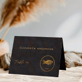 ブラック金ゴールドシックな魚の食事の選択ゲストネームカード サンキューカード