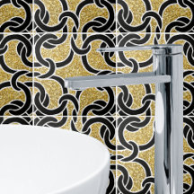 ブラック金ゴールドシックケルト結び目模様シームレスパターンタイル