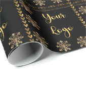ブラック金ゴールドシックスノーフレークハートリテールカスタムロゴ ラッピングペーパー (ロールコーナー)