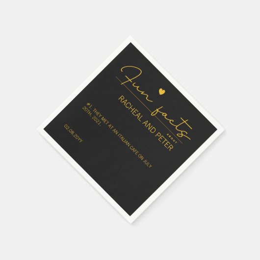 ブラック金ゴールドシックモダンおもしろいファクト結婚スクリプト スタンダードカクテルナプキン (角)