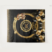 ブラック金ゴールドシック50thバースデーパーティー背景 タペストリー (正面(横))