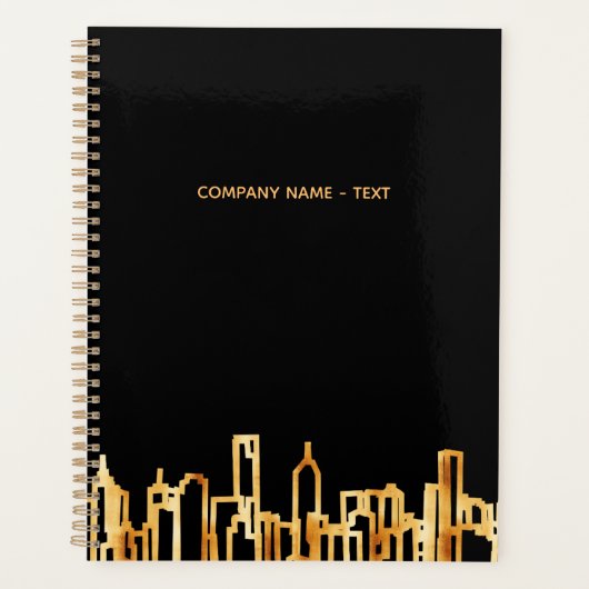ブラック金ゴールドシティのスカイライン実在ビジネスエステート プランナー手帳 (正面)