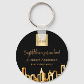 ブラック金ゴールドシティ実在スキライン不動産のロゴ キーホルダー (正面)