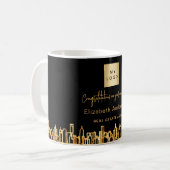 ブラック金ゴールドシティ実在スキライン不動産のロゴ コーヒーマグカップ (正面左)