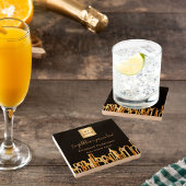 ブラック金ゴールドシティ実在スキライン不動産のロゴ ストーンコースター