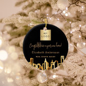 ブラック金ゴールドシティ実在スキライン不動産のロゴ セラミックオーナメント