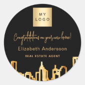 ブラック金ゴールドシティ実在スキライン不動産のロゴ ラウンドシール (正面)