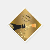 ブラック金ゴールドシャンパンエレガントバースデーパーティー紙 スタンダードカクテルナプキン (角)