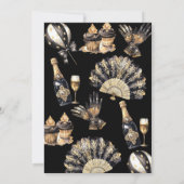 ブラック金ゴールドシャンパンニューイヤーズイブお祝い 招待状 (裏面)