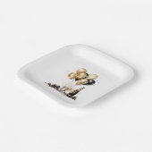 ブラック金ゴールドシャンパンバルーンパーティー ペーパープレート (傾斜あり)