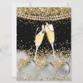 ブラック金ゴールドシャンパンフレンドズクリスマスパーティー 招待状 (裏面)