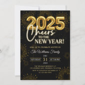 ブラック金ゴールドシャンパン応援ニューイヤーイブパーティー 招待状 (正面)