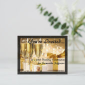 ブラック金ゴールドシャンパン40th誕生日パーティー 招待状 (スタンド正面)