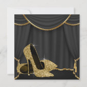 ブラック金ゴールドシューズ素晴らしい40歳の誕生日パーティー 招待状 (裏面)