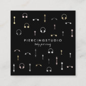 ブラック金ゴールドシルバーピンク体ピアシング スクエア名刺 (正面)