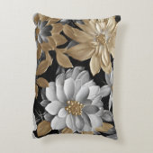 ブラック金ゴールドシルバーフローラ アクセントクッション (裏面(縦))