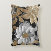 ブラック金ゴールドシルバーフローラ アクセントクッション (正面(垂直))