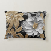ブラック金ゴールドシルバーフローラ アクセントクッション (裏面)