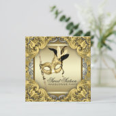 ブラック金ゴールドシルバーSweet sixteenマスカレードパーティー 招待状 (スタンド正面)