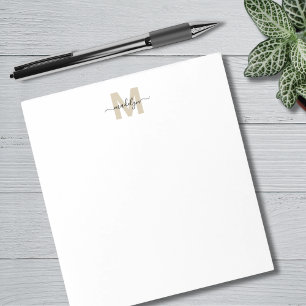 ブラック金ゴールドシンプル名モノグラム ノートパッド