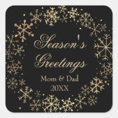 ブラック金ゴールドシーズンのご挨拶 スクエアシール (正面)