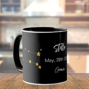 ブラック金ゴールドジェミニ星座誕生日 マグカップ