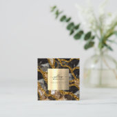 ブラック金ゴールドジオードAGATEソーシャルメディアQRコード スクエア名刺 (スタンド正面)