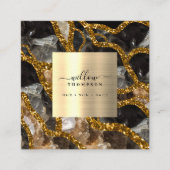 ブラック金ゴールドジオードAGATEソーシャルメディアQRコード スクエア名刺 (正面)