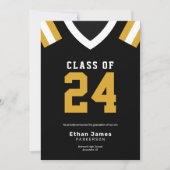 ブラック金ゴールドジャージーサッカー卒業発表 案内状 (正面)