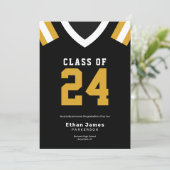 ブラック金ゴールドジャージーサッカー卒業発表 案内状 (スタンド正面)