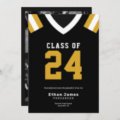 ブラック金ゴールドジャージーサッカー卒業発表 案内状 (正面/裏面)