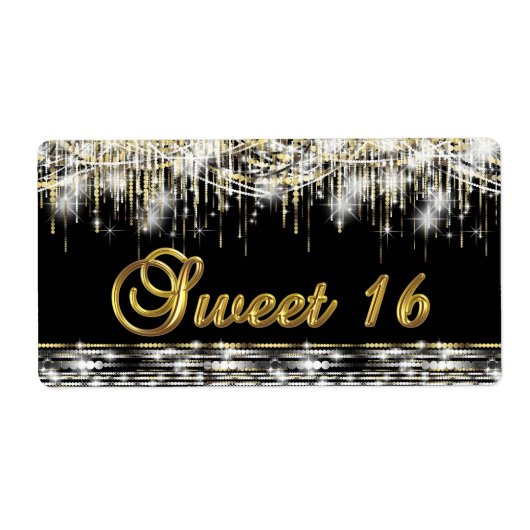 ブラック金ゴールドスイート16ウォーターボトルラベル ラベル (正面)