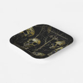 ブラック金ゴールドスカルモダン大人ハローウィンパーティ ペーパープレート (傾斜あり)