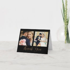 ブラック金ゴールドスクリプトスタイル3枚の写真サンキューカード サンキューカード