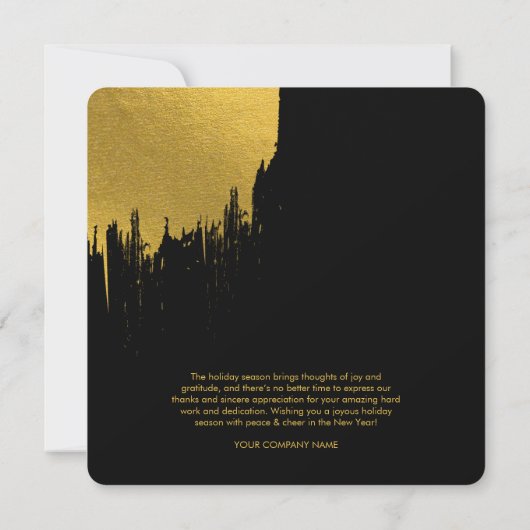 ブラック金ゴールドスクリプトビジネスロゴクリスマスカード (裏面)