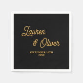 ブラック金ゴールドスクリプトミニマル結婚リスト スタンダードカクテルナプキン (正面)