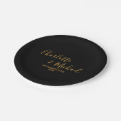 ブラック金ゴールドスクリプトミニマル結婚リスト ペーパープレート (アングル)