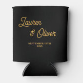 ブラック金ゴールドスクリプトミニマル結婚リスト 缶クーラー (正面)