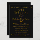 ブラック金ゴールドスクリプトミニマル結婚式招待状 招待状 (正面/裏面)