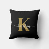 ブラック金ゴールドスクリプトモノグラム クッション (裏面)